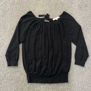Women’s LOFT Black Knit Top with Bow Accent. Size medium.